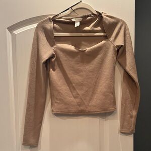 H&M Tan Long Sleeve Blouse